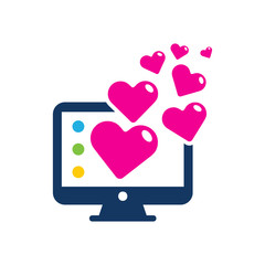 Computer Love Logo Icon Design