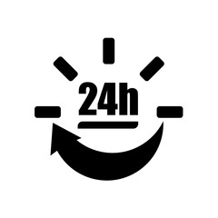 24 hours delivery icon isolated on white background