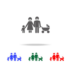 Family with stroller Icon. Elements of family multi colored icons. Premium quality graphic design icon