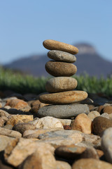 rock pile with Pilot Mountain in the back ground