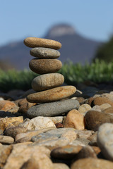 rock pile with Pilot Mountain in the back ground