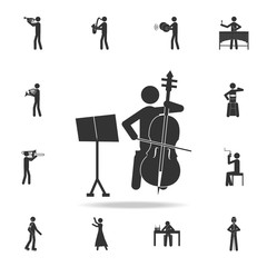 Cello player icon. Detailed set of music icons. Premium quality graphic design. One of the collection icons for websites; web design; mobile app