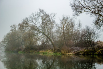 Fototapeta na wymiar Morning mist on the river 