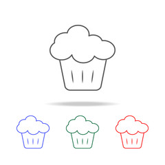 cupcake icon. Elements of fast food multi colored line icons. Premium quality graphic design icon. Simple icon for websites, web design, mobile app, info graphics