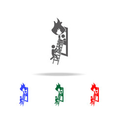 Firefighter save from a fire icon. Elements of firefighter multi colored icons. Premium quality graphic design icon. Simple icon for websites, web design, mobile app, info graphics