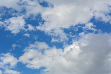 Beautiful blue sky with cumulus clouds