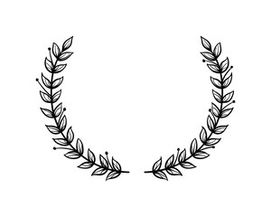 Circular Laurel Foliate, wreath drawing award, achievement, heraldy