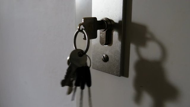 Key inserted in the door lock