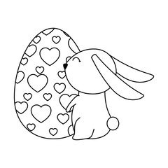 painted easter egg with rabbit celebration icon vector illustration design