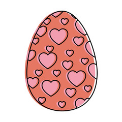 painted easter egg with hearts celebration icon vector illustration design