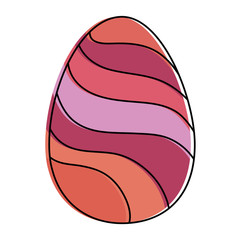 painted easter egg with lines celebration icon vector illustration design