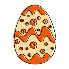 painted easter egg with floral pattern celebration vector illustration design