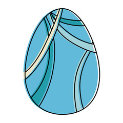 painted easter egg with lines celebration icon vector illustration design