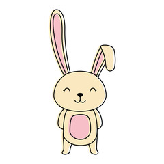 cute rabbit easter celebration vector illustration design