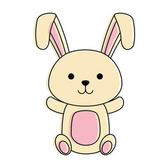 cute rabbit easter celebration vector illustration design