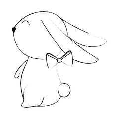cute rabbit easter celebration vector illustration design
