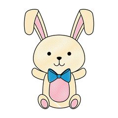 cute rabbit easter celebration vector illustration design