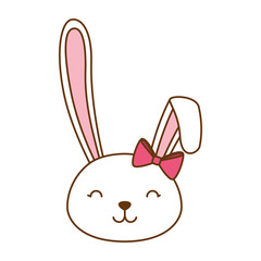 cute rabbit head easter celebration vector illustration design
