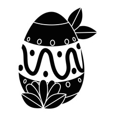 painted easter egg with ethnicity pattern and leafs vector illustration design