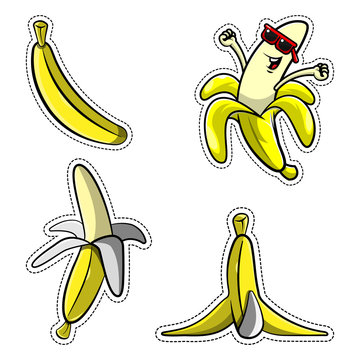 Set of Banana Pattern Cartoon Vector