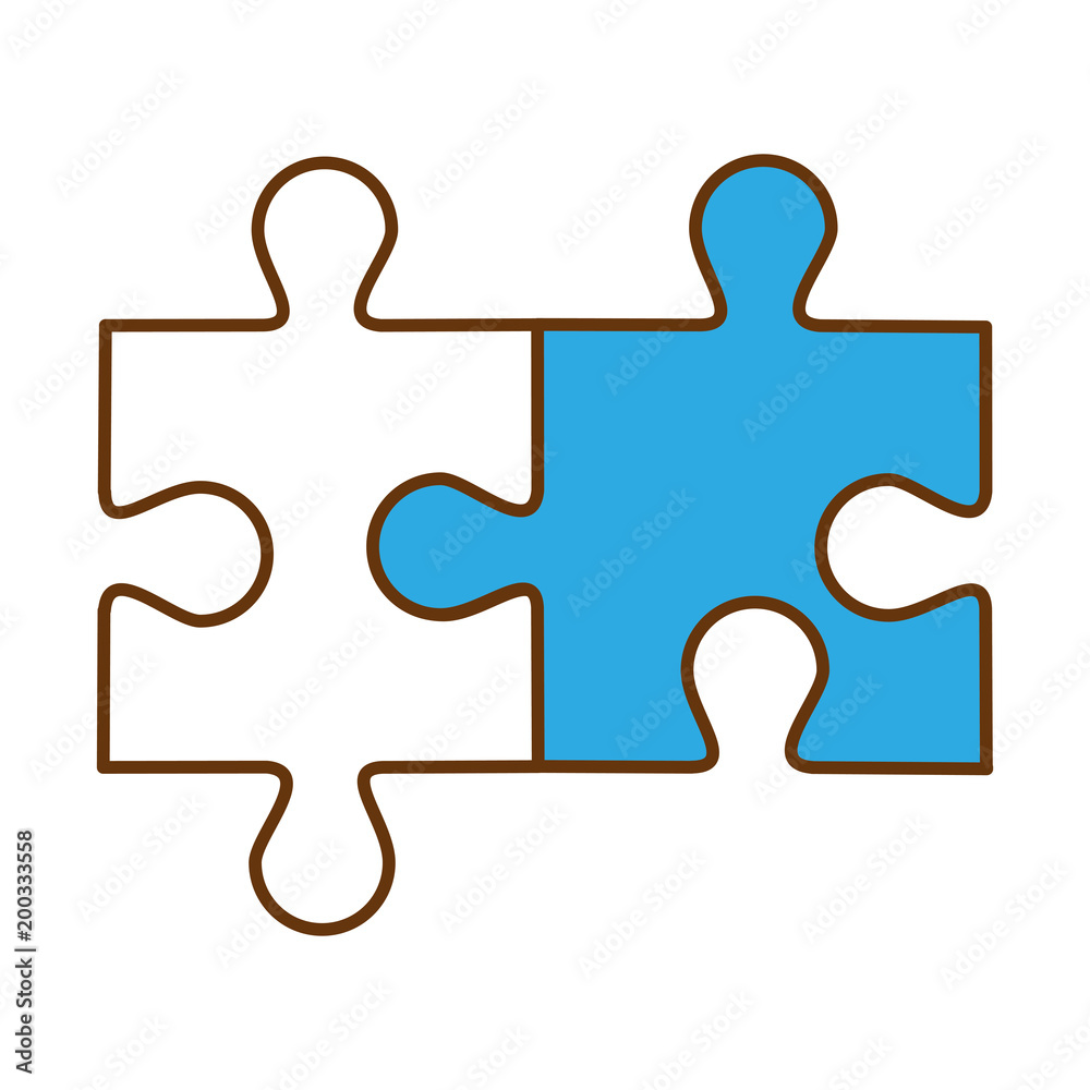 Sticker puzzle game pieces icon vector illustration design