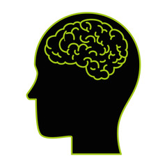 profile with brain human organ icon vector illustration design