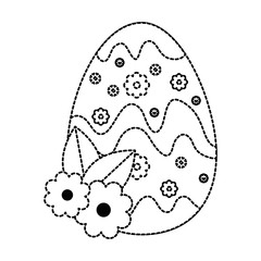 painted easter egg with floral decoration vector illustration design