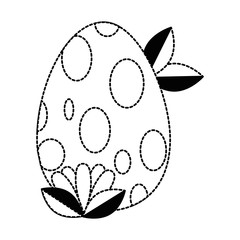 painted easter egg dotted and leafs vector illustration design