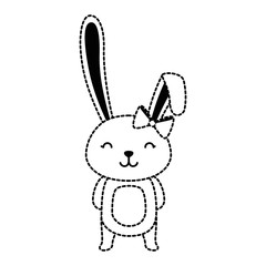 cute rabbit easter celebration vector illustration design