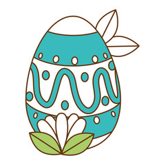 painted easter egg with ethnicity pattern and leafs vector illustration design
