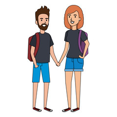 couple of students characters vector illustration design