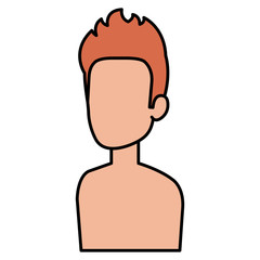 young man shirtless avatar character vector illustration design