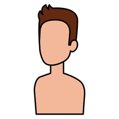 young man shirtless avatar character vector illustration design