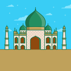 Arabic mosque icon in linear style Vector illustration