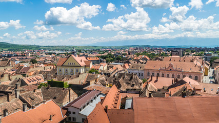 A view to the Sibiu's historical center from above