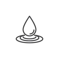 Water drop and spill outline icon. linear style sign for mobile concept and web design. Water splash simple line vector icon. Symbol, logo illustration. Pixel perfect vector graphics