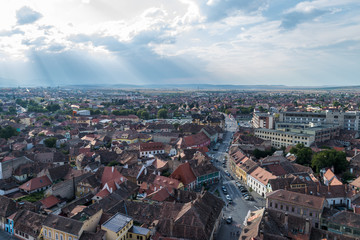 The view of the historical center of Sibiu from above