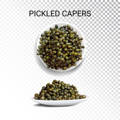 Vector realistic illustration of pickled capers. Colorful objects on a transparent background.