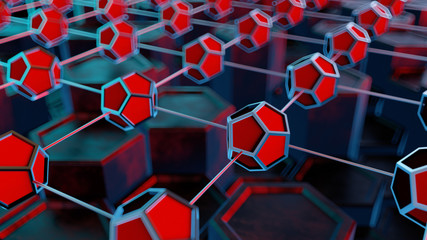 Blockchain network concept. 3d illustration.