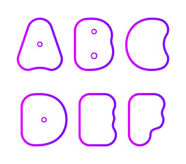 vector set of super bold capital round font, letter A, B, C, D, E, F