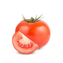 red tomato isolated on white background with clipping path