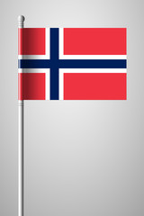Flag of Norway. National Flag on Flagpole. Isolated Illustration on Gray
