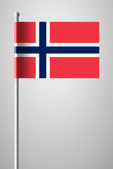 Obraz premium Flag of Norway. National Flag on Flagpole. Isolated Illustration on Gray