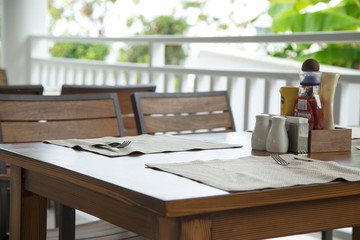 Table served. Wooden table served