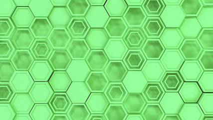 Fototapeta premium Abstract 3d background made of green hexagons