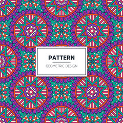 Ethnic floral seamless pattern with mandalas