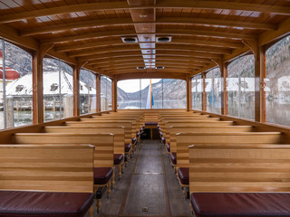 Interior of a cruise boat wooden