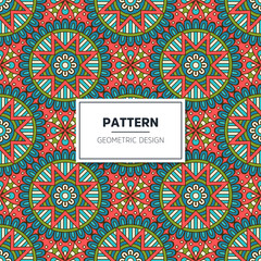 Ethnic floral seamless pattern with mandalas