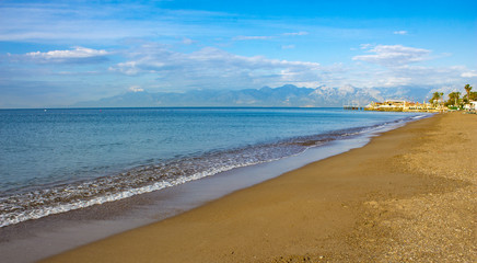  beach coast sea summer beach mountains background