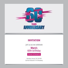 60 years anniversary invitation to celebration vector illustration